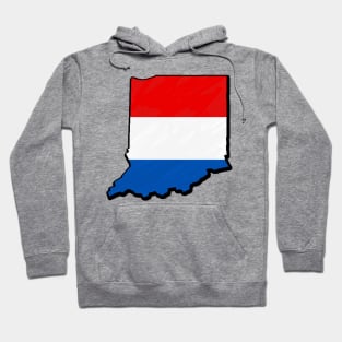 Red, White, and Blue Indiana Outline Hoodie